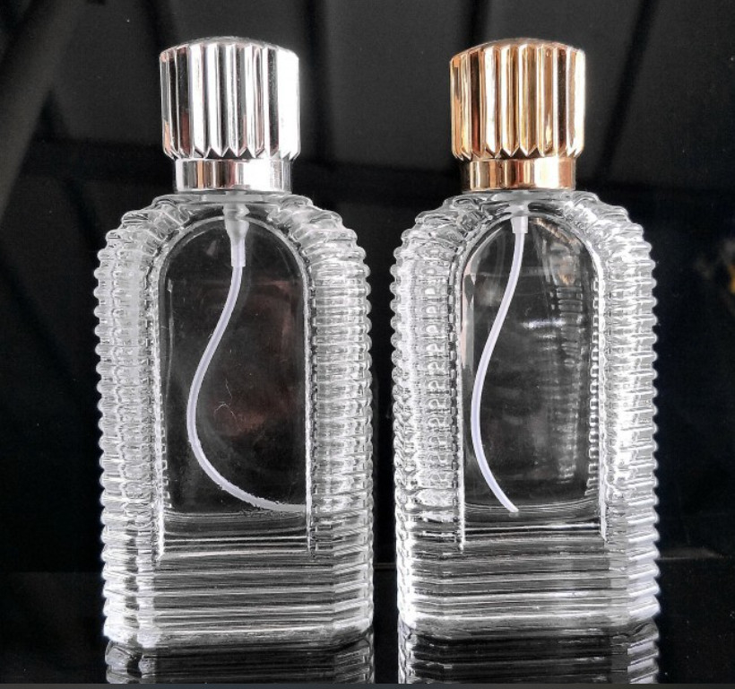 Custom Design 60ml Square New Cap Empty Crimp Glass Perfume Spray Bottle